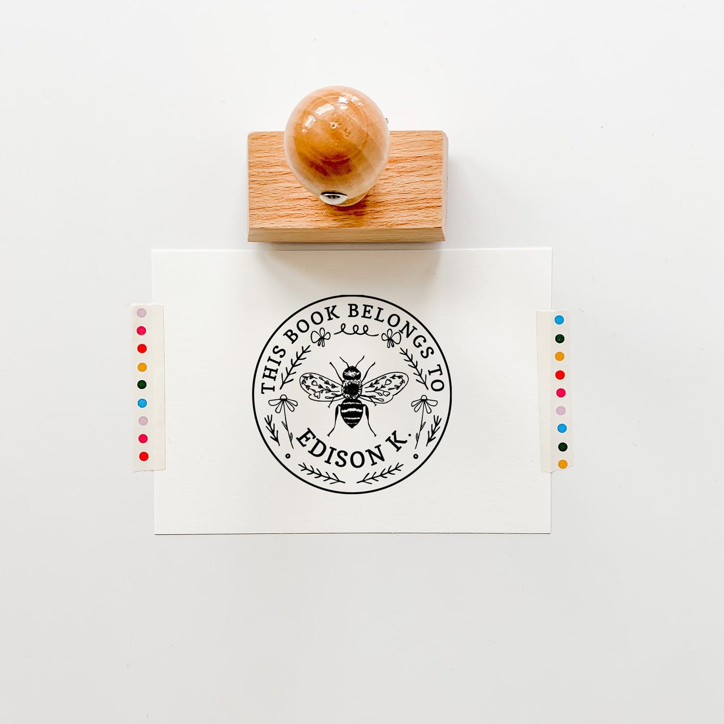 Customized Bee Home Library Stamp, This Book Belongs to Stamp, Christmas Gifts for Bookworms, Bee Rubber Stamp, Stamps for Bookworms