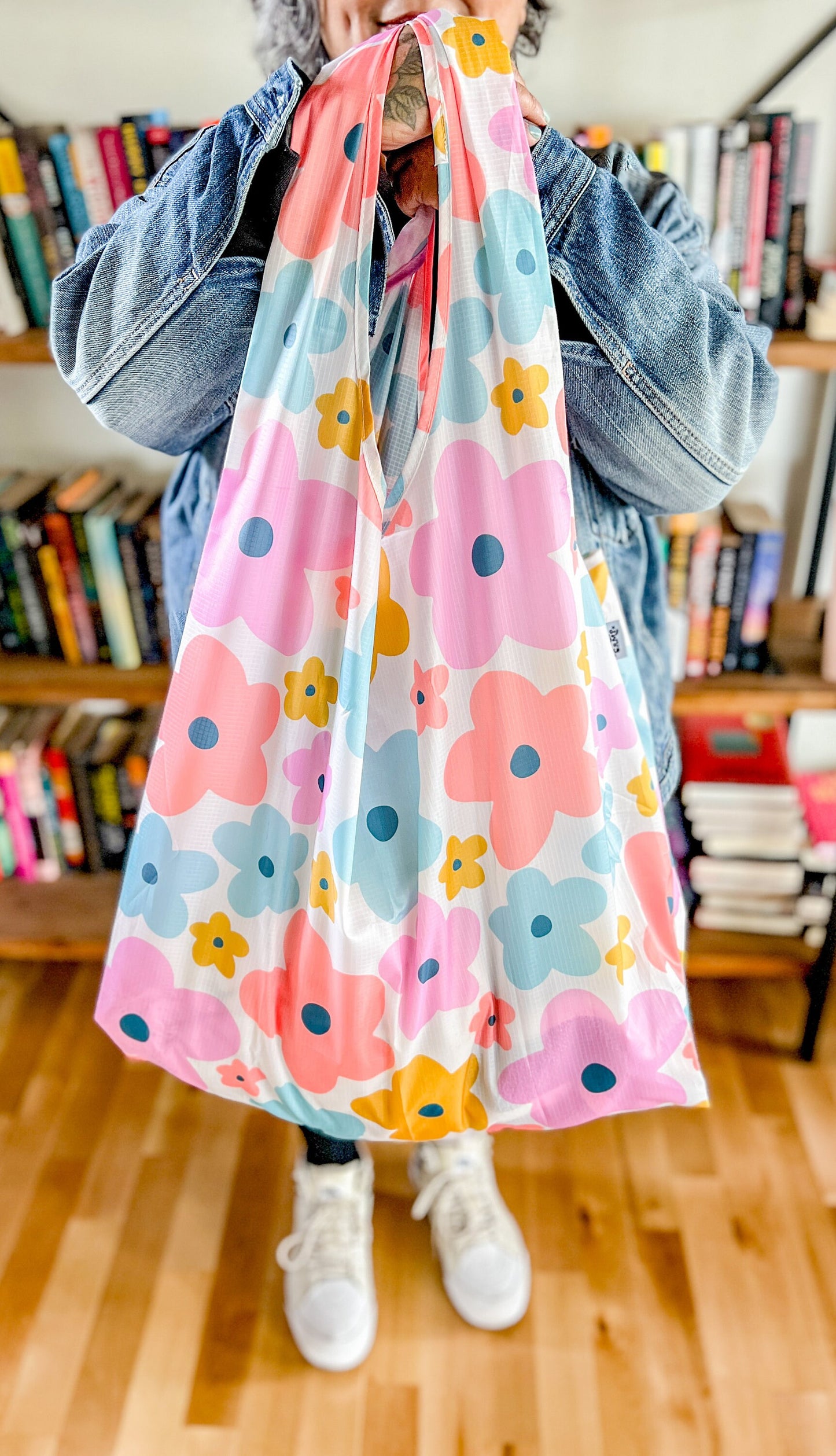 Floral Tote, Reusable Bag, Oversized Foldable Bag, Grocery Tote, Eco-Friendly Bags, Laundry Bag, Mail Bags, Shipping Supplies, XL Bag