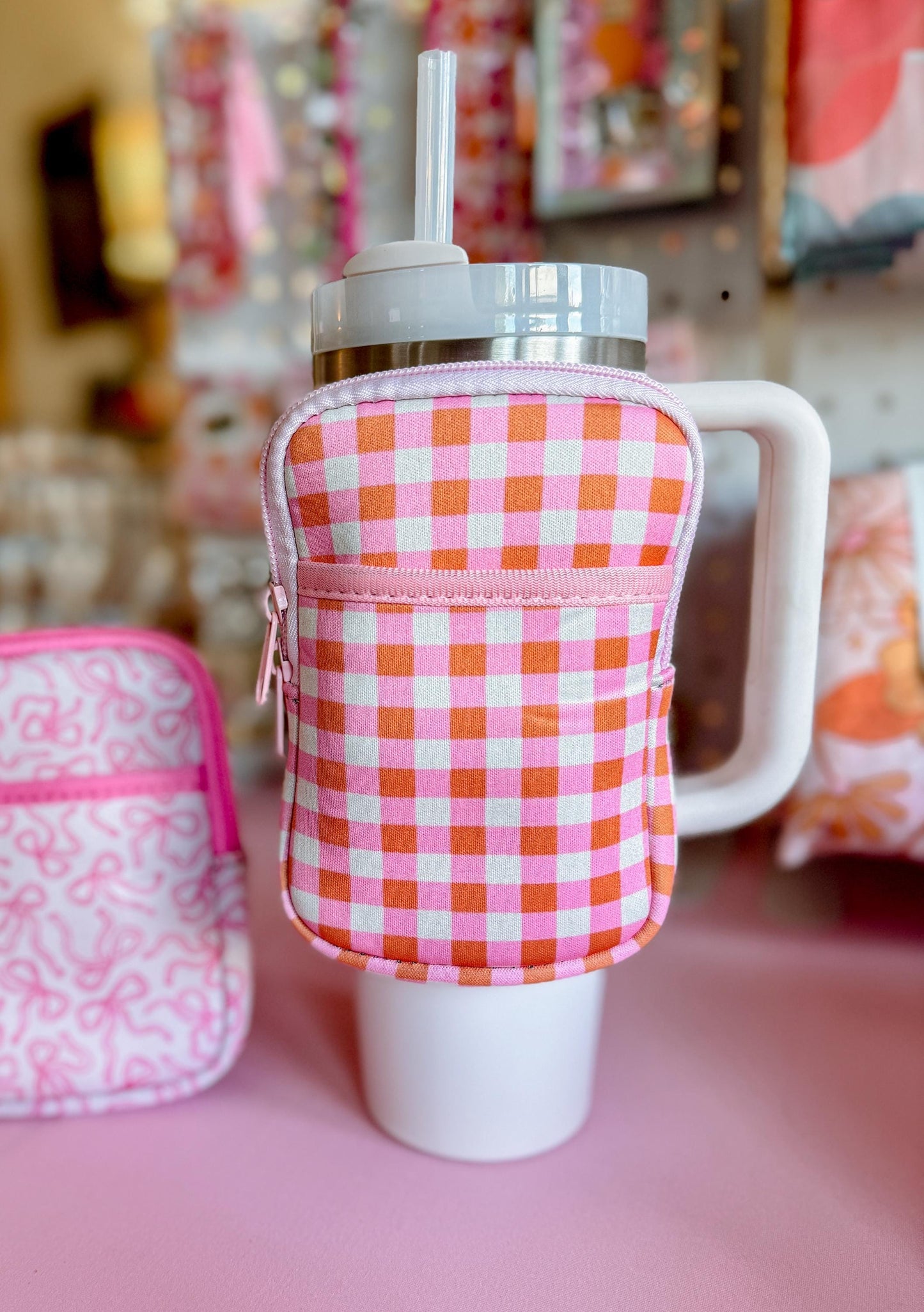 Plaid Tumbler Pouch, Tumbler Fanny Pack, Tumbler Change Purse, Tumbler Cup Accessories, Workout Pouch, Bag for 30 oz Tumbler