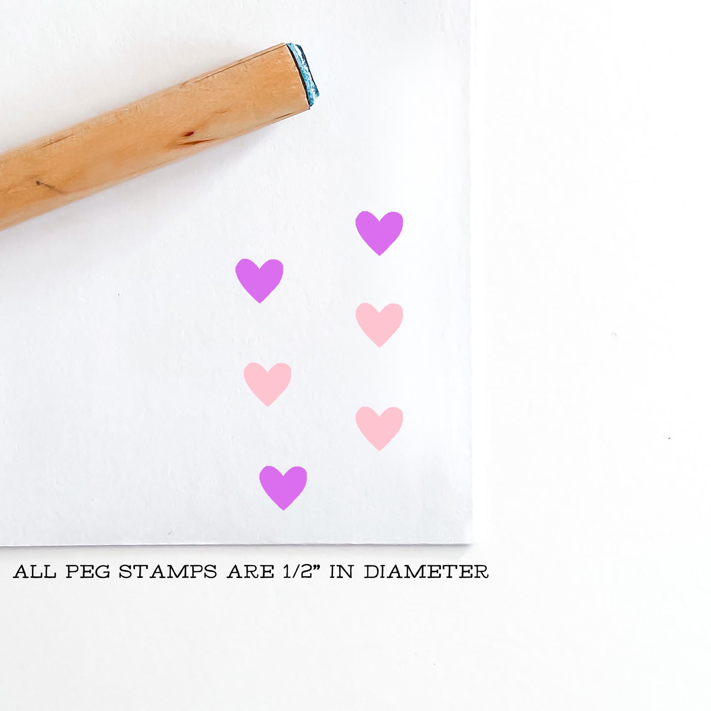 Mini Peg Rubber Stamp - Hearts