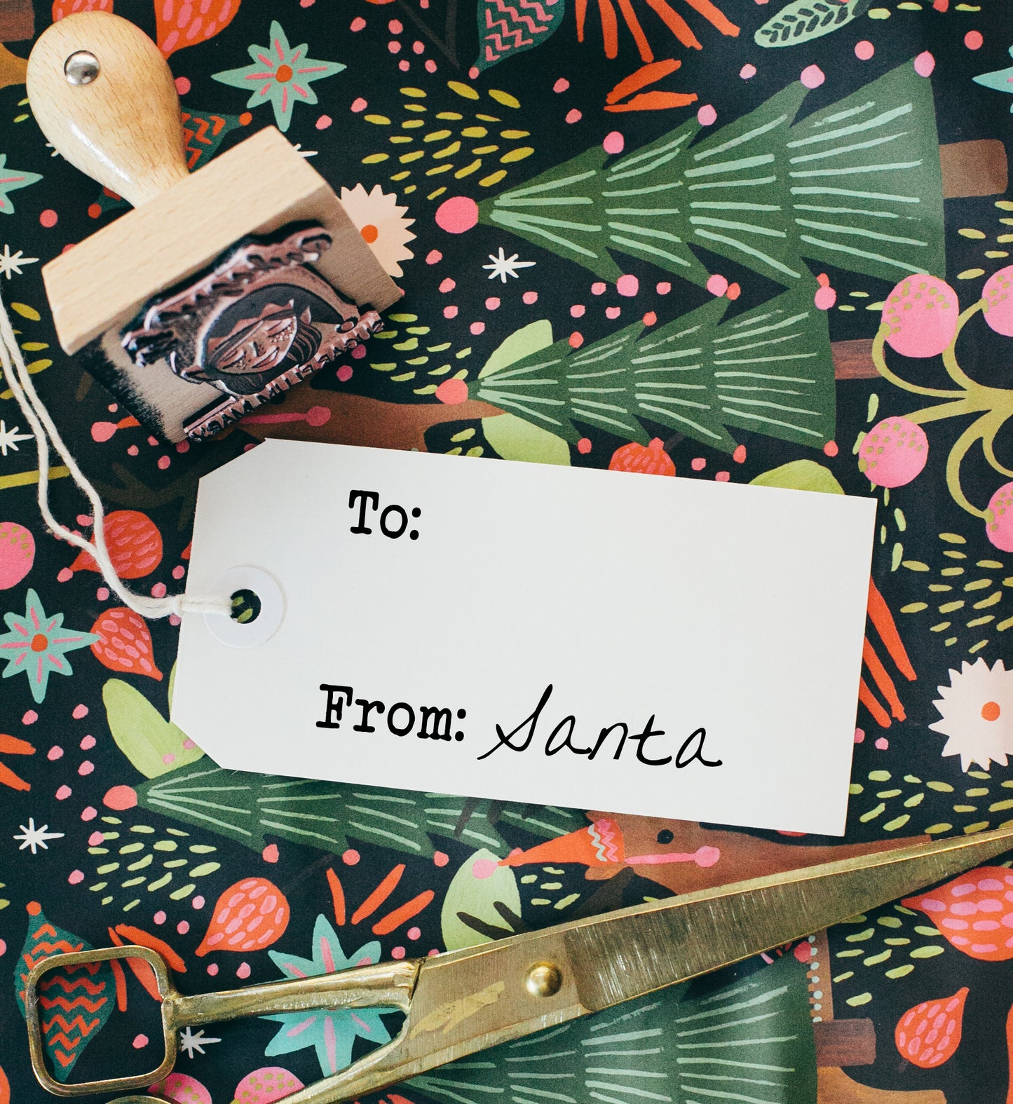 From Santa Handwritten Rubber Stamp