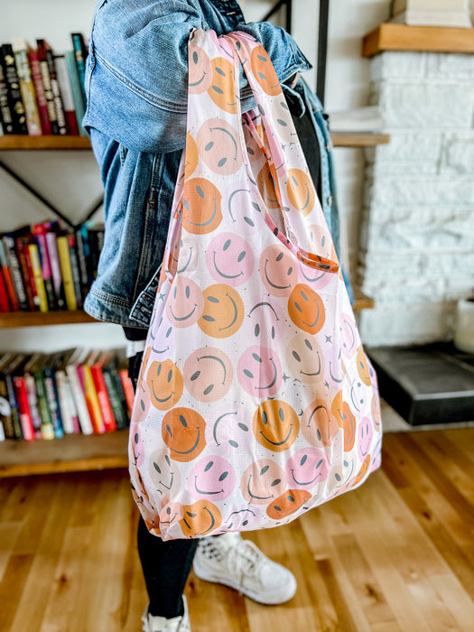 XL Smiley Faces Reusable Grocery Mail Tote