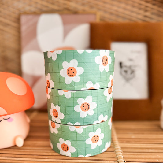 NEW✦ Smiley Daisies & Plaid Water Activated Packaging Tape
