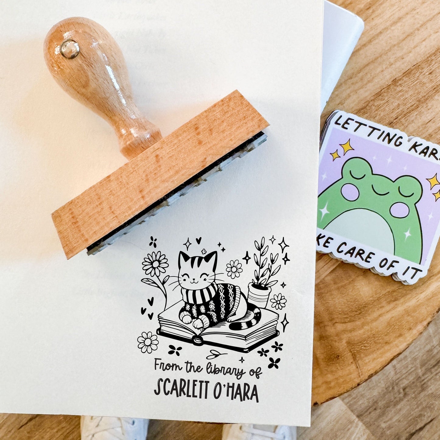 Custom Kawaii Cat Book Stamp