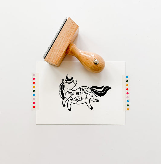 Custom Library Stamp - Unicorn Book Stamp