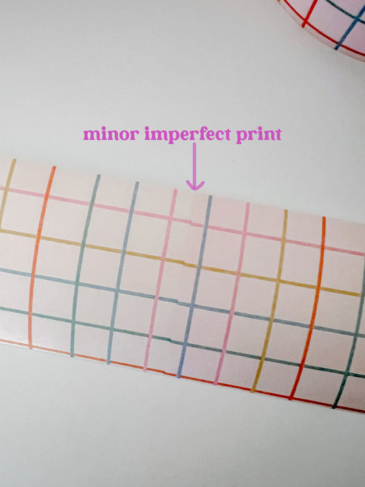 IMPERFECT PRINT - Retro Colors Plaid Checker Water Activated Packing Tape