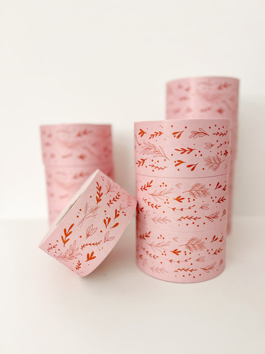 Pink and Terracotta Floral Water Activated Packing Tape