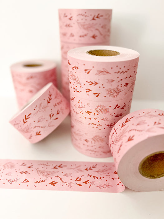 Pink and Terracotta Floral Water Activated Packing Tape