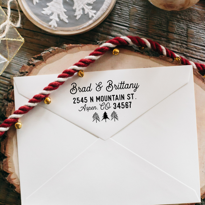Return Address Stamp - Christmas Couple