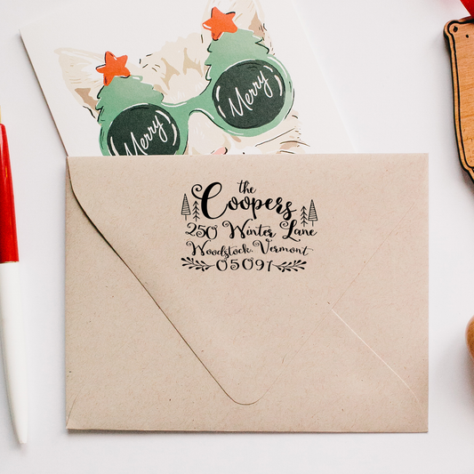 Return Address Stamp - Christmas Family