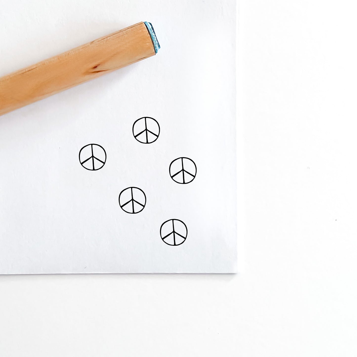 Mini Peg Rubber Stamp - Peace Sign